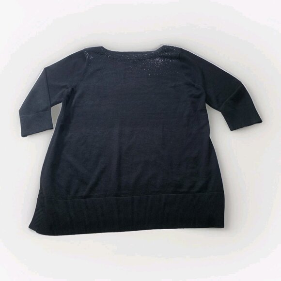 Cable & Gauge Plus Size Top 2x Black Rhinestones Half Sleeve Pullover Whimsigoth - Picture 9 of 14